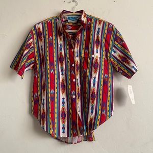 Southwest Canyon vintage button up shirt with tribal print 100% cotton.